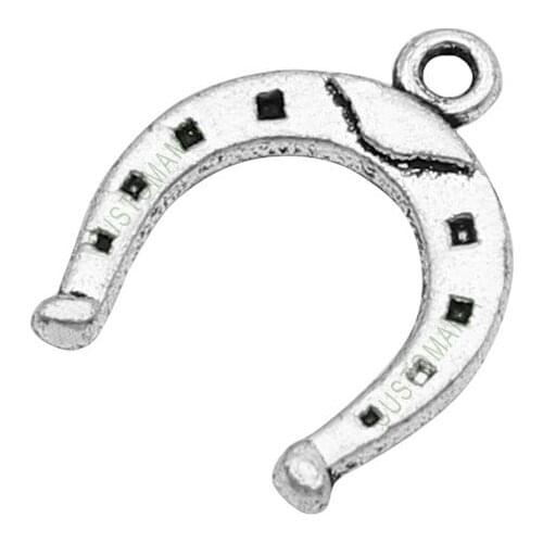80pcs- Horse Shoe Charms, Antique Tibetan Silver 2 Sided HorseShoe Pendants16x13mm