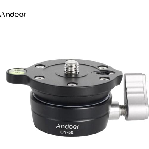 Andoer DY-50 Tripod Leveling Base Panorama Photography Tripod Head Aluminum Alloy 15° Inclination with 3/8 Inch screw for Camera