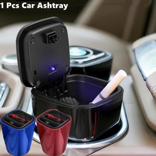 Car Ashtray Mini Trash Can Storage Cup Container Cigar Ash Tray with LED Light Cigarette Cylinder Holder