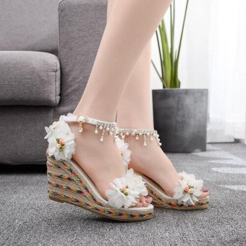 Women Wedges Summer Platform Sandals High Heels Wedding Shoes Ankle Strap Footwear Ladies Pumps