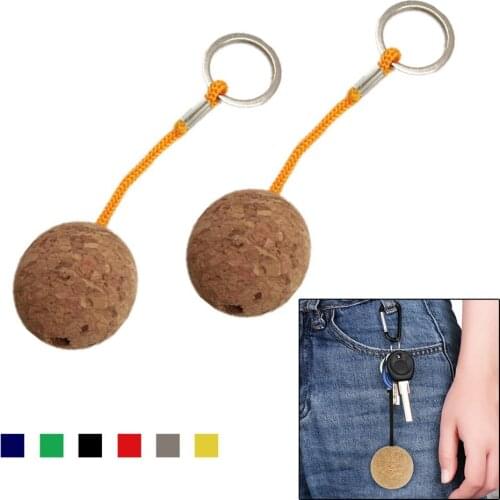 2x35mm Floating Cork Ball Key Ring Marine Sailing Boat Float Water Buoyant Rope Keychain Kayak For Marine Boat Sailing Surf Tool