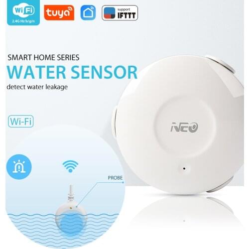 NEO COOLCAM WiFi Smart Water Sensor Water Flood Wi-Fi and Leak Detector Alarm Sensor and App Notification Alerts No Hub Operated