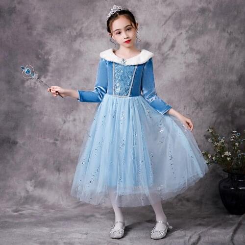 Girls Alsa Princess Dress Suit Snow Maiden Halloween Purim Cosplay Christmas Birthday Party Costume for Girls