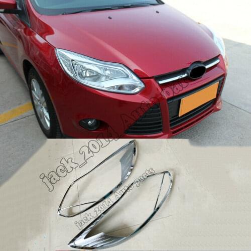 For Ford Focus 2012 2013 2014 2015 Silver ABS Chrome Front Head light Lamp Cover 2pcs/SET