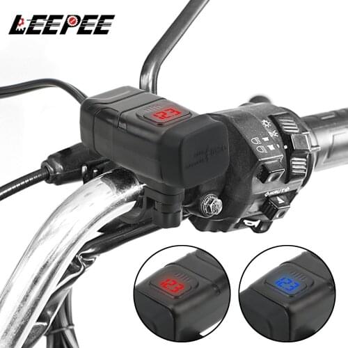 Dual USB Charger Moto Accessories ON OFF Switch Vehicle-mounted Motorcycle Quick Charger QC 3.0 Digital Voltmeter Adapter