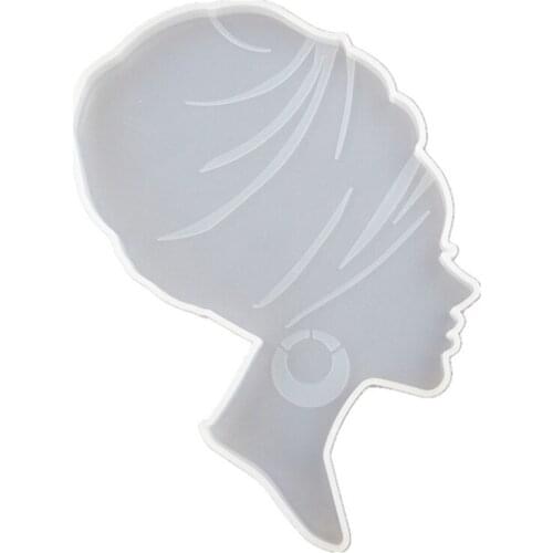 Afro Female Silicone Resin Mold Large Woman Head Tray Beauty Irregular Mirror Silicone Mould Coaster Baking Mould for Crafts
