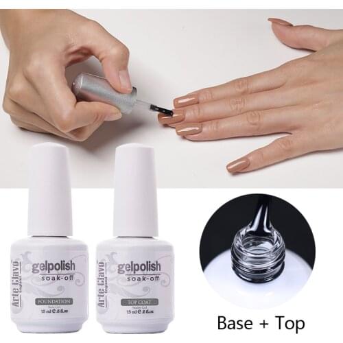 Arte Clavo15ml No Wipe Base Top Coat Color Gel Nail Polish Matte Top Coat UV LED Soak Off Nail Art Long Lasting Gel Varnishes
