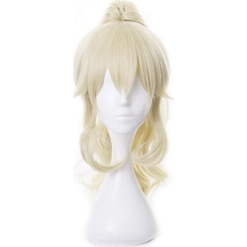 Genshin Impact Jean Gunnhildr Light Golden Ponytail Wig Cosplay Heat Resistant Synthetic Hair +Wig Cap