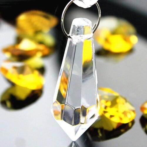 Good Quality 10Pcs 37mm Sparkle Crystal Glass Chandelier Icicle Prim Drops/ Crystal Lamp Parts/ Glass Table Lighting Pendants