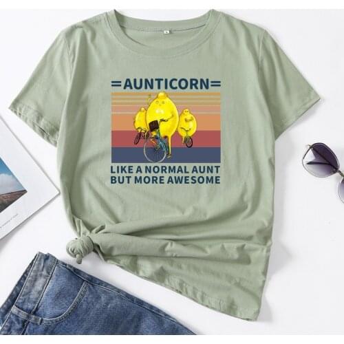 Like A Normal Aunt But More Awesome Woman Short Sleeve T-Shirts Summer Tops for Women Cotton Graphic Tee Female Shirt Clothes