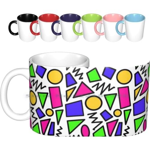 Retro 80s Pattern Ceramic Mugs Coffee Cups Milk Tea Mug Retro Old Vintage Retro Style Style Colorful Pink Blue Green College