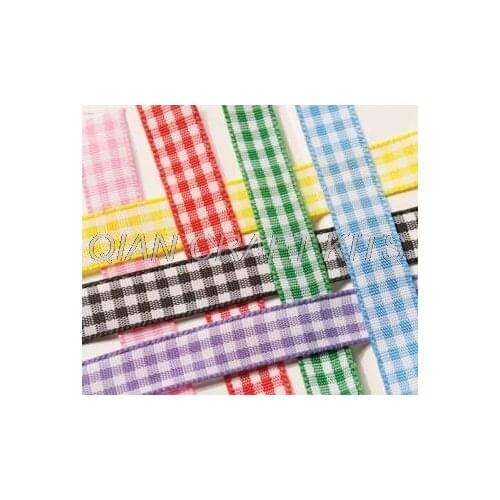 120 yards 10mm wide Gingham Ribbon, Check Ribbon, By the yard multiple colors mix set