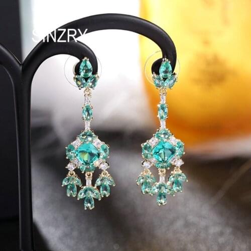 SINZRY hotsale elegant Cubic zirconia dazzling flower tassel drop earrings vintage creative earrings for women