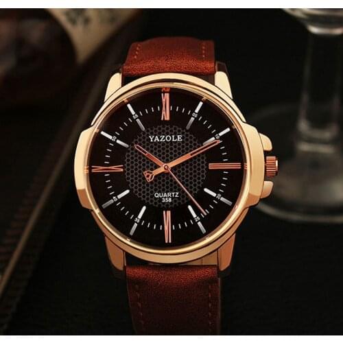 YAZOLE Brand Luxury Famous men watches Fashion leisure Dress Quartz Watch Business leather watch Male Clock Relogio Masculino