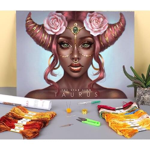 Cartoon Girl Woman Pre-Printed 11CT Cross-Stitch Complete Kit Embroidery DMC Threads Handiwork Sewing Handmade Mulina