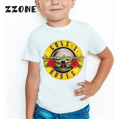 3T~9T Rock Band Gun N Roses Childrens T shirt Boys and Girls Kpop Music Short Sleeve Tops Kids Casual Clothes