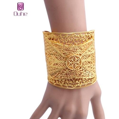 OUHE Bangle Dubai Honorable Gold Color Bangle&Bracelet For Women Ethiopian African Bridal Arab Wedding Banquet Gifts