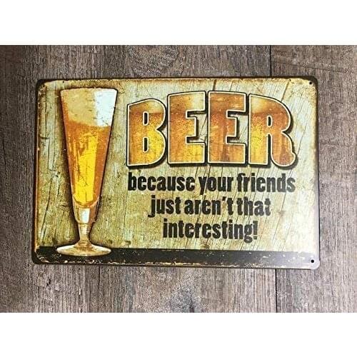 Beer Metal Sign,Vintage Metal Tin Sign Decor Home Bar Poster Plaque 8X12 inches