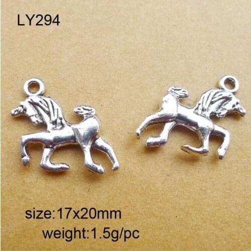 50pcs/lot 17x20mm Antique Silver Zinc Alloy Horse Charms Pendant For Jewelry Making