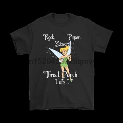 Rock Paper Scissors Throat Punch I Win Tinker Bell Funny Black T-Shirt S-6XL