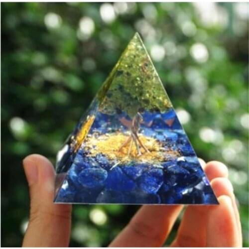 Handmade Amethyst Crystal Sphere Orgone Pyramid Copper 50mm Energy Stone Healing Blue Quartz EMF Protection Energy Orgonite