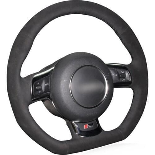 Hand-stitched Black Suede Car Steering Wheel Cover for Audi TT TTS (8J) 2006-2014 A3 S3 (8P) Sportback 2008-2012 R8