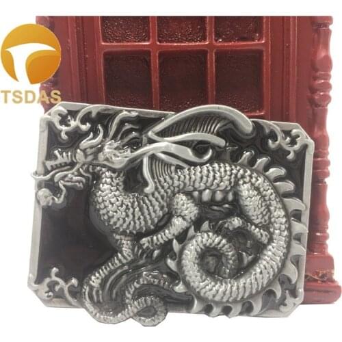Super Cool Animal Long Dragon Metal Belt Buckle Black Suitable for 3.8cm-4cm Belt