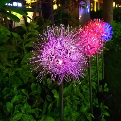 Solar light outdoors LED dandelion flower lawn lamp waterproof garden path terrace landscape decoration colorful light