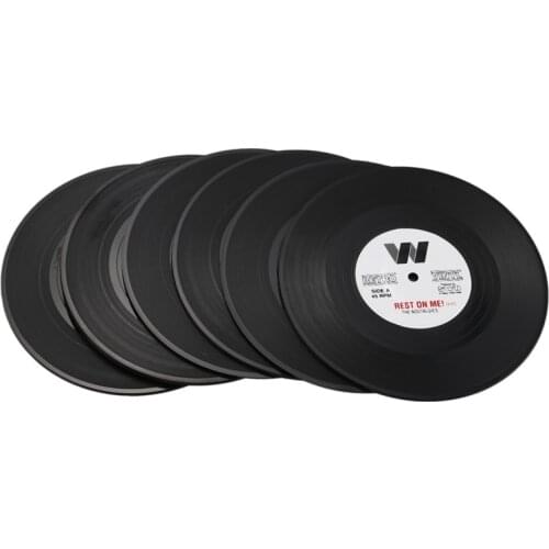 6pieces / Set Spinning Retro Vinyl Disc Drink Coasters