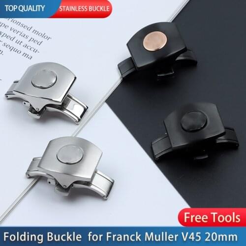 Top Quality 20mm Stainless steel clasp Watch band butterfly Folding Buckle Fit For Franck Muller Strap V45 Series Watchband Lock