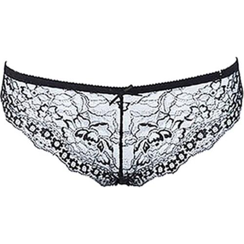 Womens sexy lace flower underwear seamless cotton breathable panties black briefs