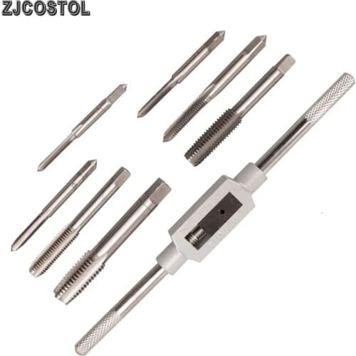 ZJCOSTOL 8PC M3-M12 Tap Die Set Screw Thread Carbon Hand Screw Taps Adjustable Taps Dies Wrench Hand Tools