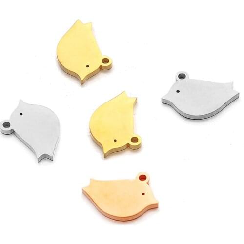 10pcs/Lot Real Stainless Steel Lovely Bird Small Charms Pendants for DIY Making Necklace Bracelet Fashion Jewelry 16*12mm