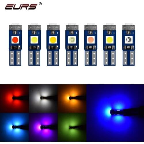 10pcs T5 W3W W1.2W LED Lights Auto Car Dashboard Warming Bulbs Indicator Wedge Light Instrument Bulb Signal Lamps 12V