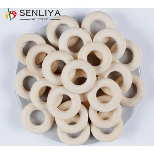100Pcs/Lot Wooden Beads 25MM Connectors Circles Rings Natural Wood Lead-Free Baby Teething Rings DIY Toys Accesories