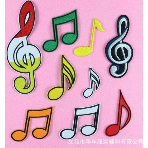 100pcs/lot Embroidery Patch Colorful Music Note Clothing Decoration Sewing Accessories Craft Diy Applique