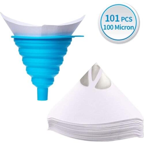 101pcs Paint filter paper funnel car paint spray gun filter disposable filter paper with Silicone Funnel airbrush accessories