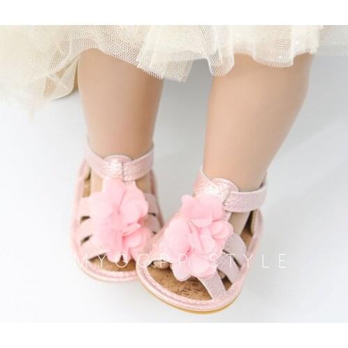 2021 Summer Newborn Baby Girls Sandal PU Flower Leather Princess Shoes Infant Kids Toddler Soft Sole Non-slip Crib Shoes 3-18M