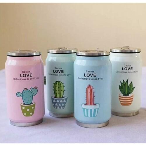 300ml Cartoon Straw Stainless Steel Vacuum Flasks Cans Thermos Mug Thermal Water Bottle Tumbler Thermo Cup Water Bottles