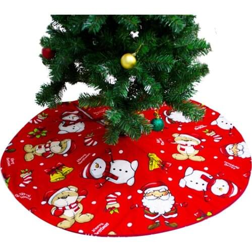 47'' Christmas Tree Skirt Cute Santa Claus Reindeer Snowman Printed Tree Mats for Home Store Party Decoration