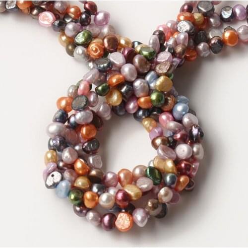5-6mm Natural Freshwater Pearls Colorful Flat Round Loose Punch Baroque Beads For Jewelry Making DIY Women Necklace Bracelets