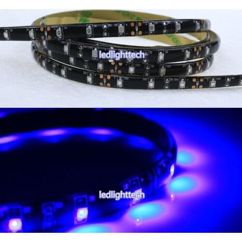 5M 3528 SMD 300 LEDS 60 pcs/m Ultraviolet waterproof Purple flexible LED strip Light DC 12V PCB Black