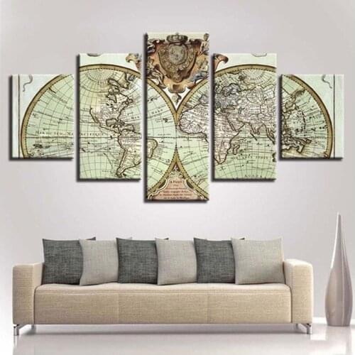 5 Pieces Retro World Map diamond painting Full Round/square diy cross stitch diamond embroidery mosaic pictures by numberZP-1917