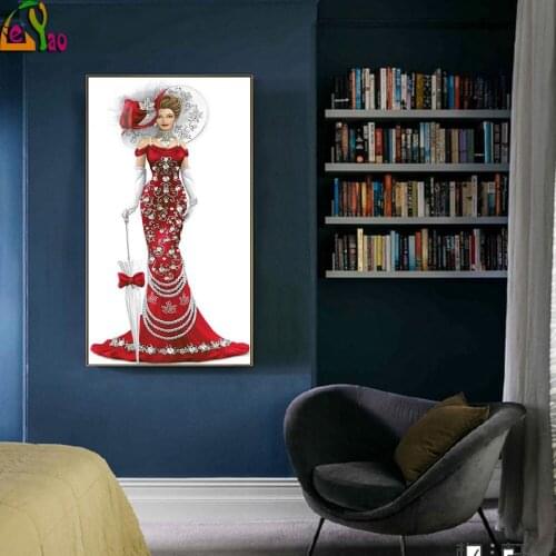 5D Diamond "Woman portrait theme" Dress Lady Diamond Embroidery Full Round/ Square Diy Diamond Painting Cross Stitch Home Decor