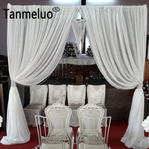 3M*3.5M White chiffon arch drapes for wedding decoration event party stage door curtain decorating rod pocket