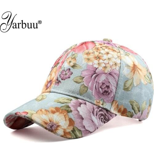 [YARBUU] Lady flower print baseball cap 2018 new fashion high quality casual snapback hat Spring caps for girls drop shipping