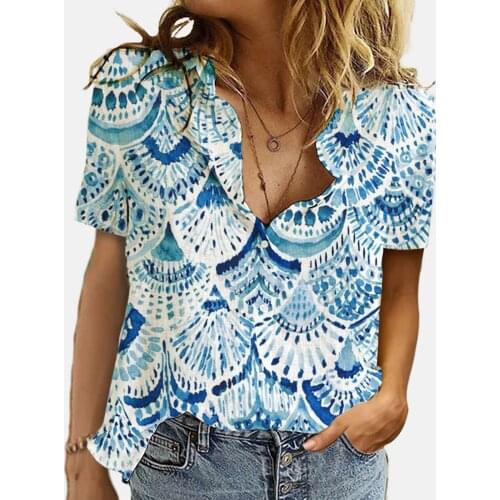 Flowers Printed Chemise Femme Blouses For Women Casual Clothes O-neck Loose Button Tunic Shirt Blouse Tops Blusa Feminina