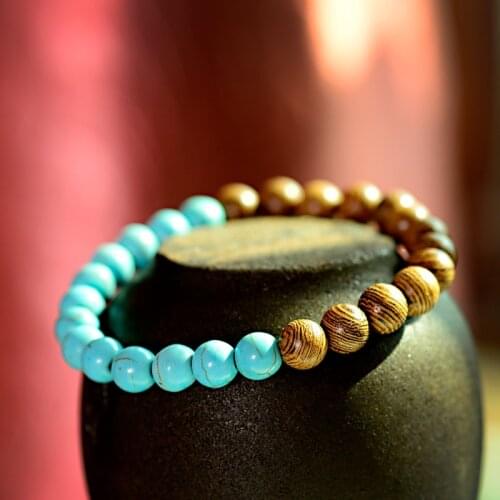 Couples Distance Wood Beads Bracelets Male Turquoises Stone Beads Bracelet Female Charm Bracelets Women Men Bracelet
