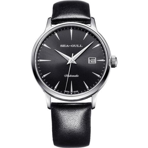 Seagull ST2130 Movement Automatic Self Wind Dress Wristwatch 5027 Mechanical Mens Watch Sapphire Crystal Leather Strap