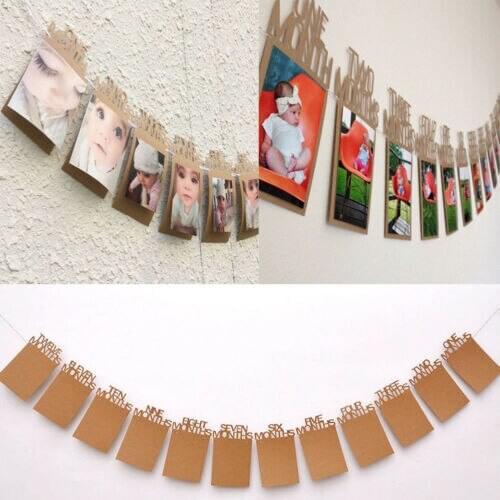 Citgeett 12PCS Birthday Baby Photo Banner Baby 1-12 Month Photo Prop Bunting Garland Accessories